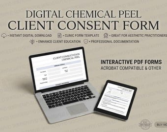 Chemical Peel Consent Form | Fillable PDF Client Consent | Aesthetics Clinic Template | Digital Download