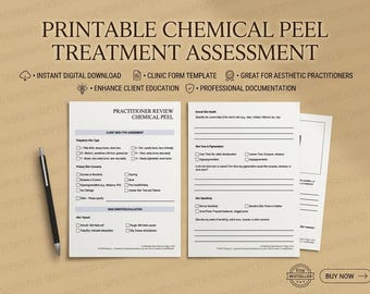 Chemical Peel Treatment Assessment | Printable Practitioner Review Form | Skin Analysis Record | Instant Download