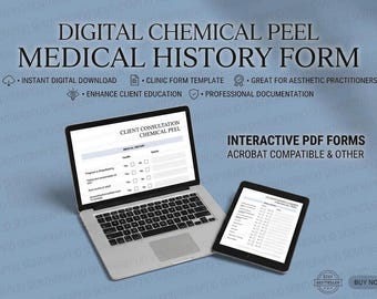 Chemical Peel Medical History Form | Fillable PDF Client Record | Aesthetics Clinic Template | Digital Download