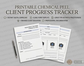 Chemical Peel Treatment Tracker | Printable PDF Client Progress Tracker | Before & After Record | Instant Download