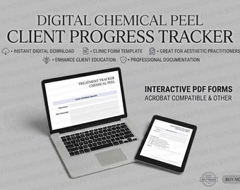 Seguimiento del tratamiento de peeling químico / Seguimiento del progreso del cliente en PDF rellenable / Registro de antes y después / Descarga digital