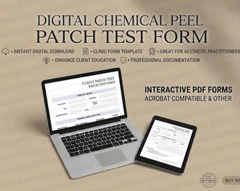 Formulario de prueba de parche de peeling químico / Plantilla PDF rellenable (descarga digital)