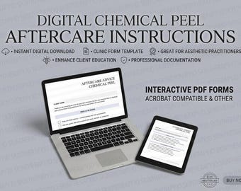 Chemical Peel Aftercare Advice | Fillable PDF Aftercare Sheet | Aesthetics Clinic Template | Digital Download
