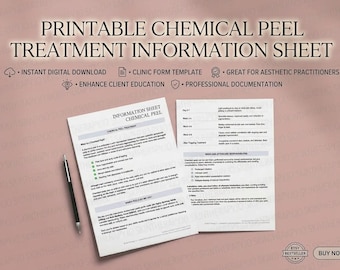 Chemical Peel Information Sheet | Printable PDF Client Guide | Aesthetics Clinic Template | Instant Download