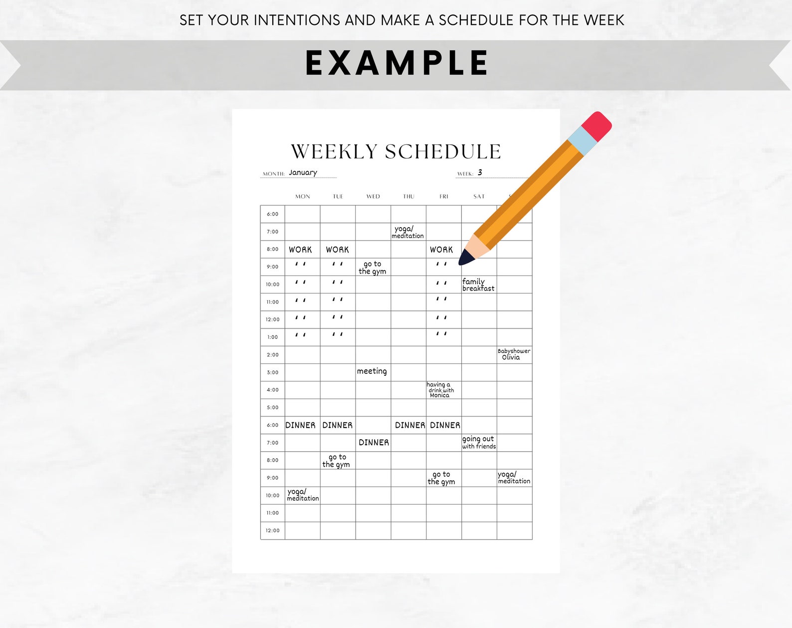 Weekly Planner Printable to Do List | Minimal Weekly Schedule | Hourly ...