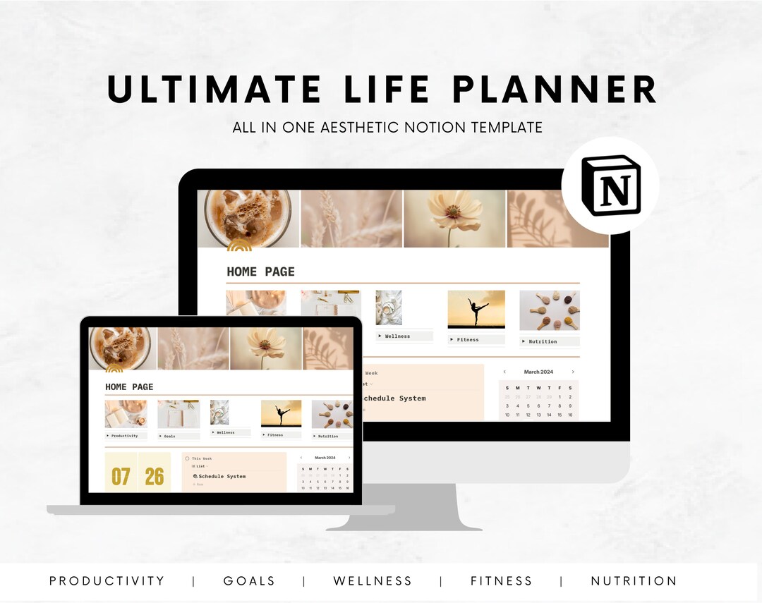 Notion Aesthetic Life Planner, All in One Template Notion Dashboard ...