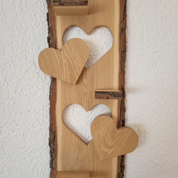 Rindenschild mit Herzausschnitten|Wandschild Holz|Rindenbrett