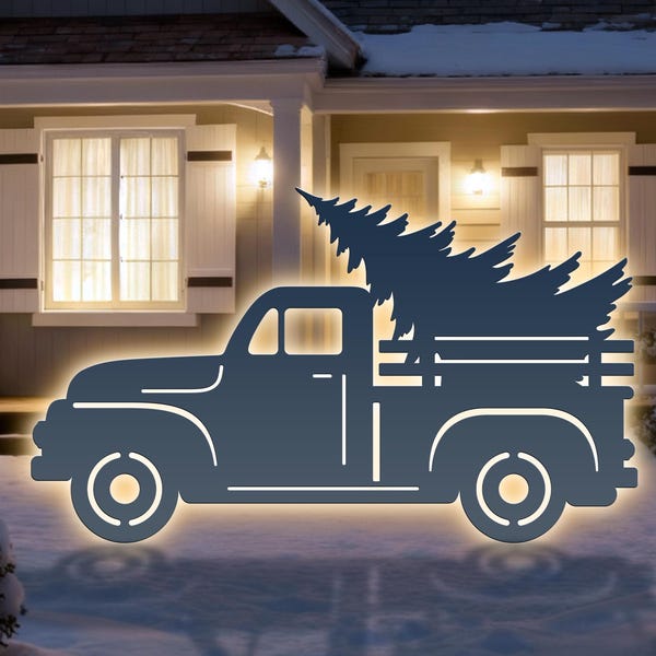 Vintage Christmas Truck Template, Christmas Scene Lawn Decor, Outdoor Silhouette Template, Printable, Trace & Cut, Stencil, Instant Download