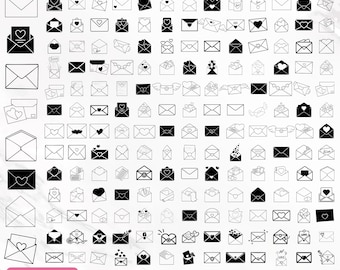 Pack SVG d'enveloppes, clipart d'enveloppes, SVG courrier, SVG lettre, SVG amour, SVG Saint-Valentin, silhouette d'enveloppe, vecteur d'enveloppe, téléchargement instantané