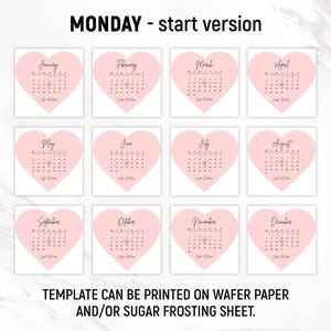 2026 Burn Away Cake Topper Calendar Template, Custom Heart Сake Topper, Calendar Printable, Birthday Cake Topper, Printable, Canva Editable image 4