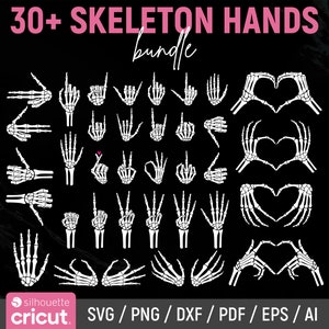 Skelet handen Svg bundel, skelet Svg, schedel skelet Hand Halloween Svg, rack Hand Svg, middelvinger Svg, gesneden bestanden, Instant Download