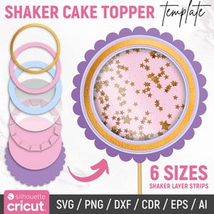 Shaker taarttopper Svg, Shaker Layer Strips, verjaardagstaart Topper Svg, geschulpte cirkel Shaker Svg, gelaagde Svg, 3D Shaker, Instant Download