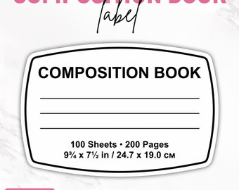 Composition Book Label Svg Bundle, Composition Notebook Labels ...