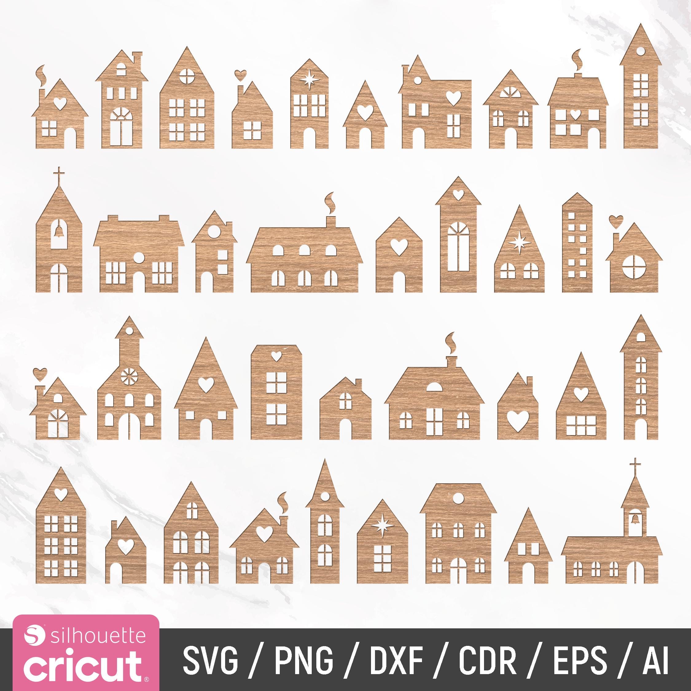 Houses Plotter Files Svg, House Clipart, Christmas Houses Svg, Home Bundle,  Laser Cut Files, Cricut, Silhouette, Glowforge, Instant Download - Etsy, image size:2250x2250