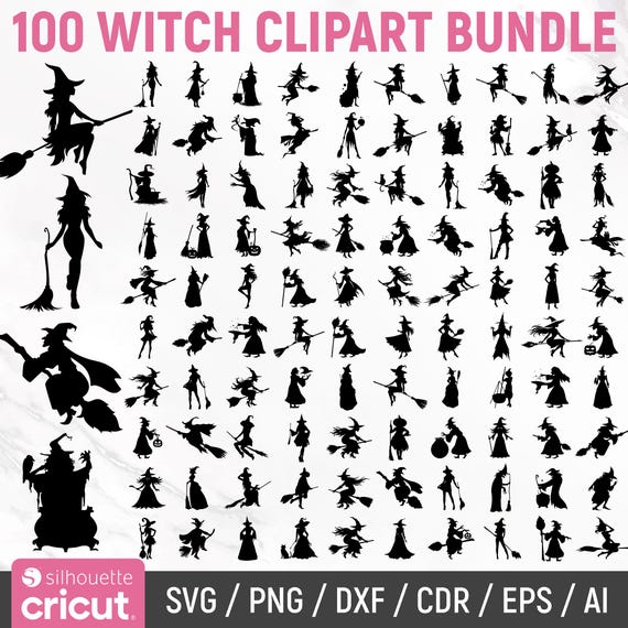 Witch Svg Bundle, Halloween Svg, Halloween Witch Svg, Witch Clipart, Witch Silhouette, Flying Witch Svg, Salem, Cut Files, Instant Download
