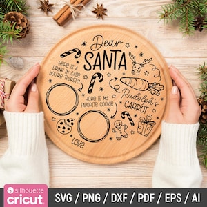 Caro vassoio di Babbo Natale in formato SVG, Natale in formato SVG, Vassoio di Babbo Natale in formato SVG, Piatto di Babbo Natale in formato SVG, Biscotti al latte di Babbo Natale in formato SVG, Biscotti per Babbo Natale in formato SVG, DXF, Download immediato