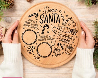 Dear Santa Tray Svg, Christmas Svg, Santa Tray Svg, Santa Plate Svg, Santa Milk Cookies Svg, Cookies for Santa Svg, Dxf, Instant Download