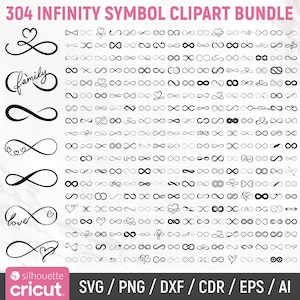 Symbole de l'infini Svg, lot de Svg infini, Svg infini, Clipart infini, Svg coeur infini, Silhouette infini, Png, téléchargement immédiat