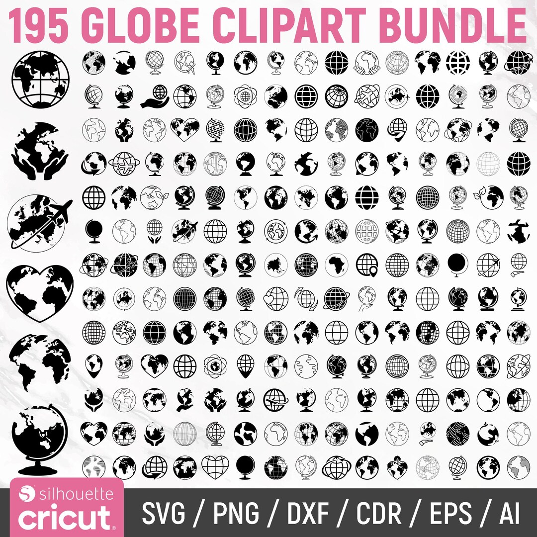 Globe Svg Bundle, Earth Svg, Planet Svg, World Map Svg, World Globe Svg ...
