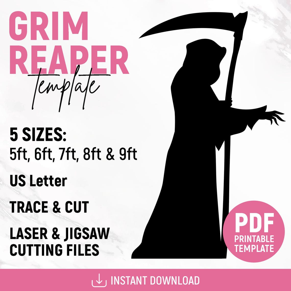 Printable Grim Reeper Grim Reaper Template, Halloween Scene Lawn Decor, Outdoor Silhouette ...