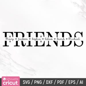 Amis Svg, Svg meilleurs amis, BFF, amis Split nom cadre Svg, contour amis, couper fichier, Cricut, Silhouette, Png, téléchargement immédiat