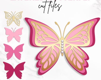 Butterfly Svg, 3D Butterfly Svg, Butterfly Template, Layered  Butterfly, Butterfly Clipart, Butterfly Wall Decor, Dxf, Png, Instant Download