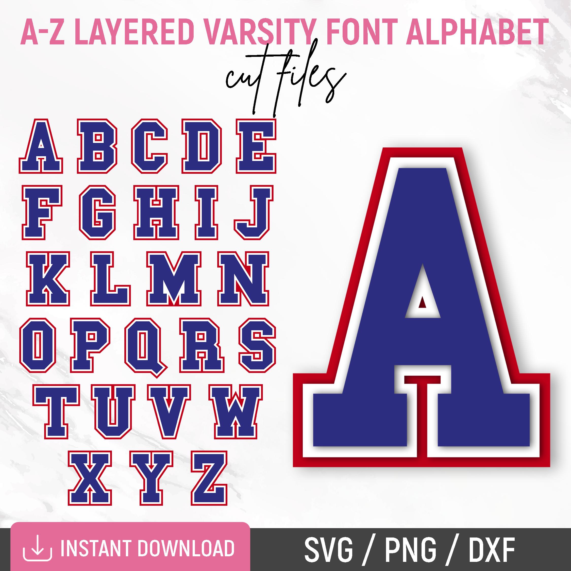 Layered Varsity Font Svg, Layered Sports Svg Alphabet, Varsity Letters ...
