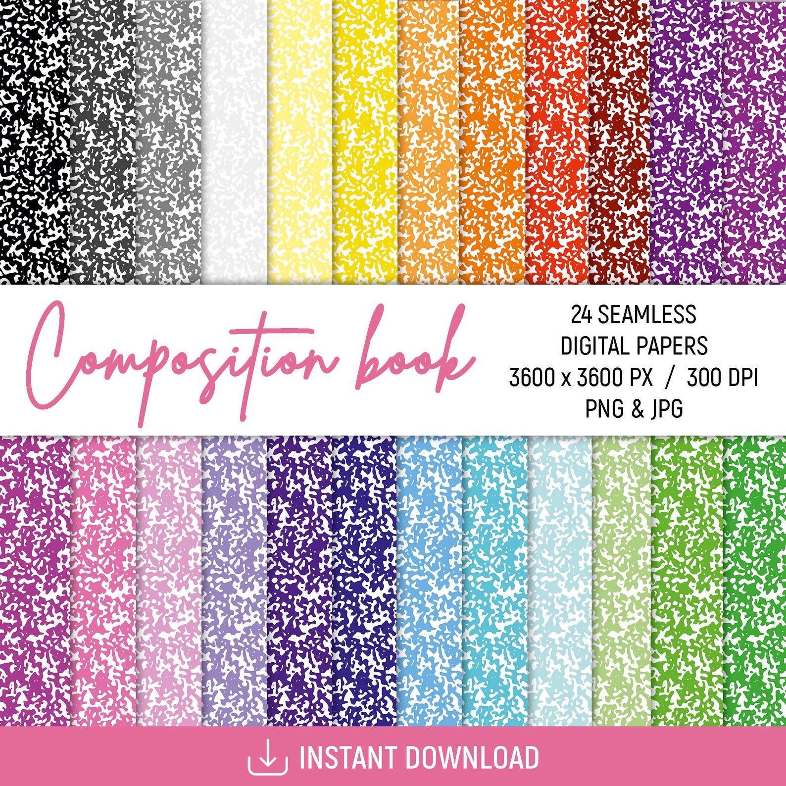 24 Seamless Composition Book Patterns, Composition Notebook Digital ...