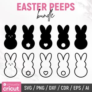 Pâques Peeps Svg, Svg lapin de Pâques, lapin Svg, guimauve peep shirt, bonbons de Pâques Peeps, Clipart Pâques, contour, Cricut, téléchargement immédiat