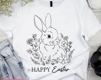 Feliz Pascua SVG, Conejo de Pascua SVG, Pascua SVG, Conejo SVG, Primavera SVG, Flores SVG, Camiseta de Pascua SVG, Diseños de sublimación, Descarga instantánea