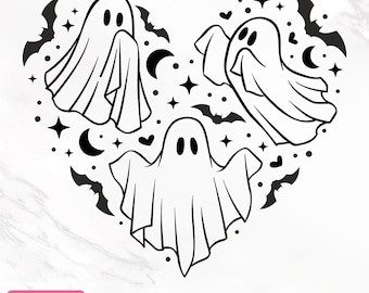 Geist-Herz-Svg, Halloween-Herz-Svg, Halloween-Svg, Halloween-Liebessvg, Boo-Svg, Kinder-Halloween-Shirt-Svg, Geist-Svg, Png, sofort-Download
