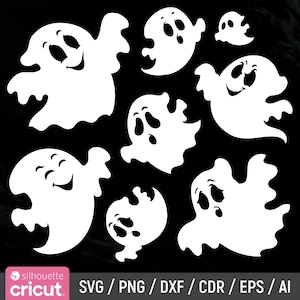 Ghost Svg Bundle, Ghost Clipart, Halloween Svg, Ghost Outline, Ghost Silhouette, Ghost Vector, Boo Svg, Spooky Svg, Instant Download
