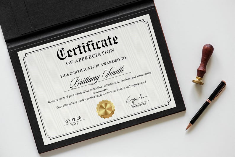 Certificate of Appreciation Template, Certificate Template, Editable ...