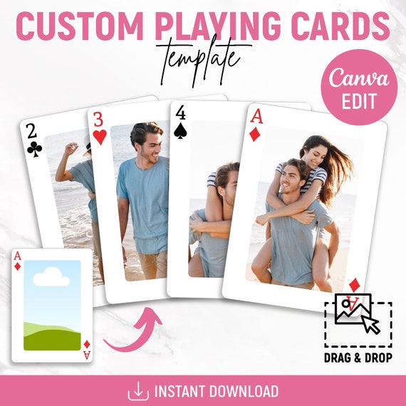 Custom Playing Cards, Personalized Photo Album Alternative, Unique Family Party Favors, Wedding Poker Cards, Photo Gift, Canva Editable