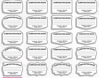 Composition Book Label Svg Bundle, Composition Notebook Labels ...