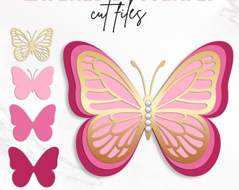 Butterfly Svg, 3D Butterfly Svg, Butterfly Template, Layered  Butterfly, Butterfly Clipart, Butterfly Wall Decor, Dxf, Png, Instant Download