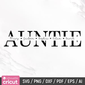 Tante SVG, Tante SVG, beste Tante SVG, Tante Split Name Rahmen, Tante Zeichen SVG, Tante Umriss, Cricut, Silhouette, Png, Instant Download