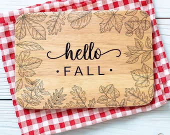 Fall Cutting Board Svg, Kitchen Board Svg, Autumn Svg, Fall Leaves Svg, Farmhouse Kitchen, Charcuterie Board, Wooden Sign, Instant Download