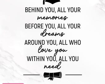 Behind You All Your Memories Svg, Graduation Quote, Graduation Svg, Graduation Party Decor, Graduation Sign, Printable, Instant Download