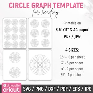 Circle Graph Template, Bead Graph Paper, Beading Pattern, Polar Graph Paper, Printable, pdf, svg, dxf, Cricut, Silhouette, Instant Download