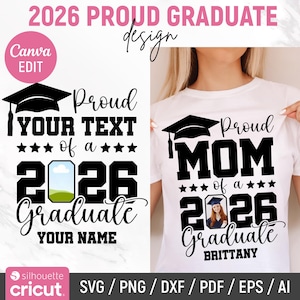 Proud Graduate 2026 Customize, Graduation Svg, Proud Senior Svg, Senior Family Svg, Graduate Svg, 2026 Graduation Photo, DIY, Canva Editable image 2