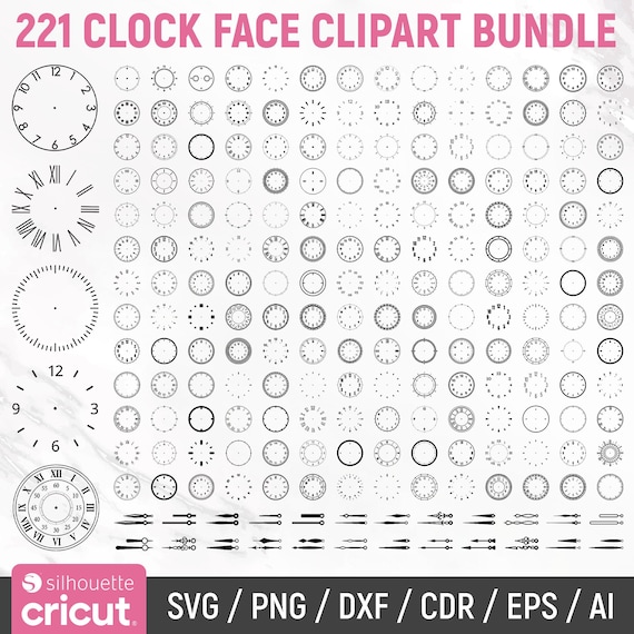 Clock Face Svg Bundle, Clock Numbers, Roman Numeral Clock, Clock Svg, Clock Face Clipart, Clock Face Template, Cut Files, Instant Download