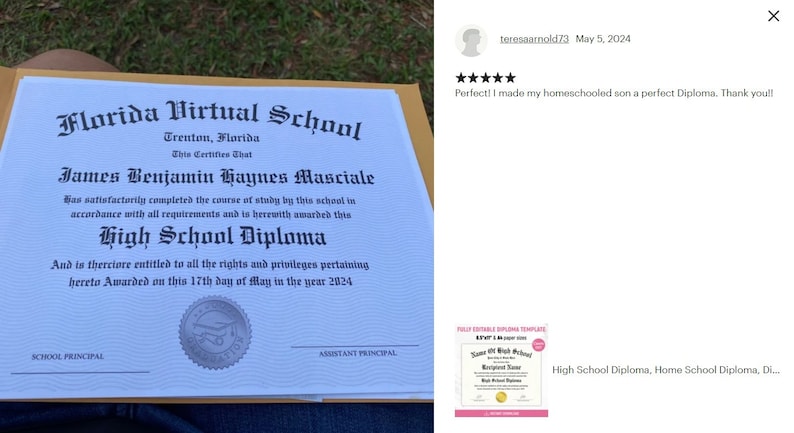 High School Diploma, Home School Diploma, Diploma Template, Printable Certificate With Seal, Diploma Replica Template, Canva Editable image 8