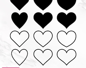 Heart Svg, Heart Shape Bundle Svg, Heart Outline Svg, Valentine's Day Heart, Heart Clipart, Cricut, Silhouette, Vector, Digital Download