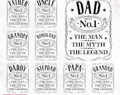 Father's Day Svg Bundle, Dad Svg, Best Dad, Whiskey Label, The Man The Myth The Legend Svg, Daddy Svg, Happy Father's Day, Instant Download