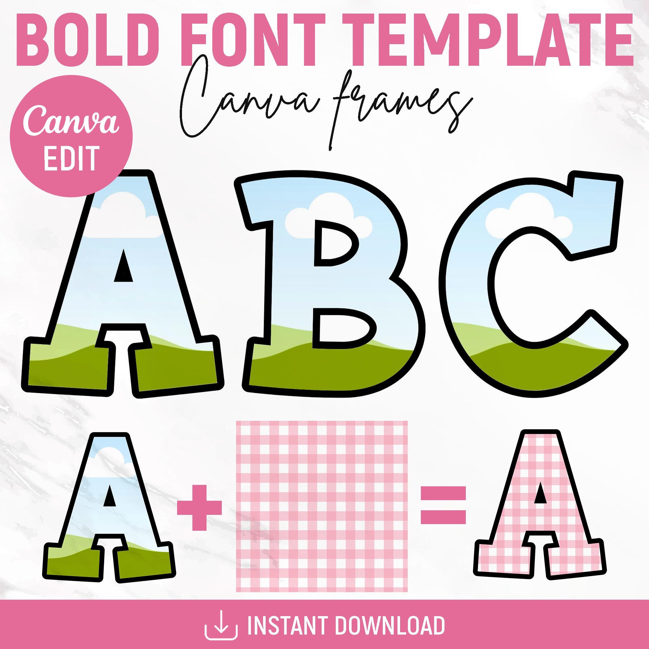Editable Canva Frame Letters, Uppercase Lowercase & Numbers, Drag and Drop, Fillable Alphabet Font, Canva Frame Template, Canva Editable