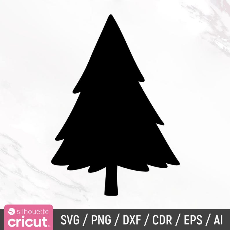 K&ouml;nnte beinhalten: Eine schwarze Silhouette eines Weihnachtsbaums mit einem einfachen Design.