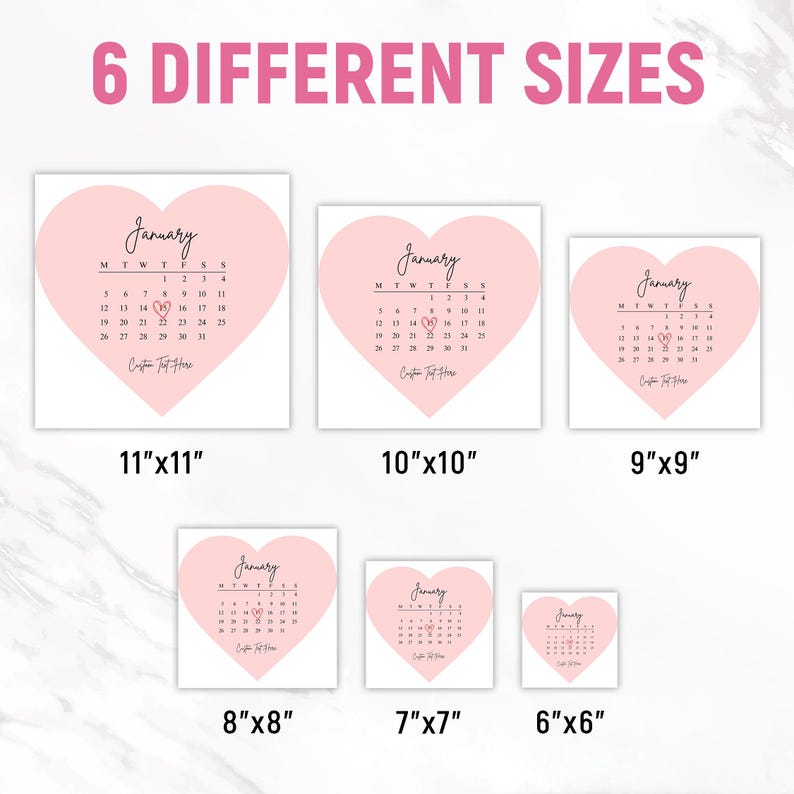 2026 Burn Away Cake Topper Calendar Template, Custom Heart Сake Topper, Calendar Printable, Birthday Cake Topper, Printable, Canva Editable image 3