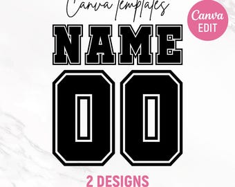 Modèle canva avec nom et numéro de maillot personnalisé, numéro de maillot personnalisé, dos de maillot, chemise avec nom personnalisé, conception mascotte Cheer Squad, toile modifiable