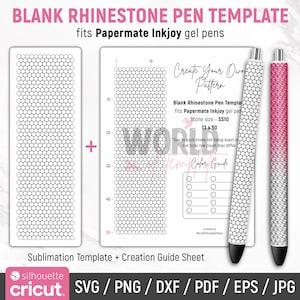 Rhinestone Pen Pattern, Rhinestone Pen Blank Templates, SS10, Rhinestone Pattern, Honeycomb Pattern, Papermate InkJoy Pen, Instant Download